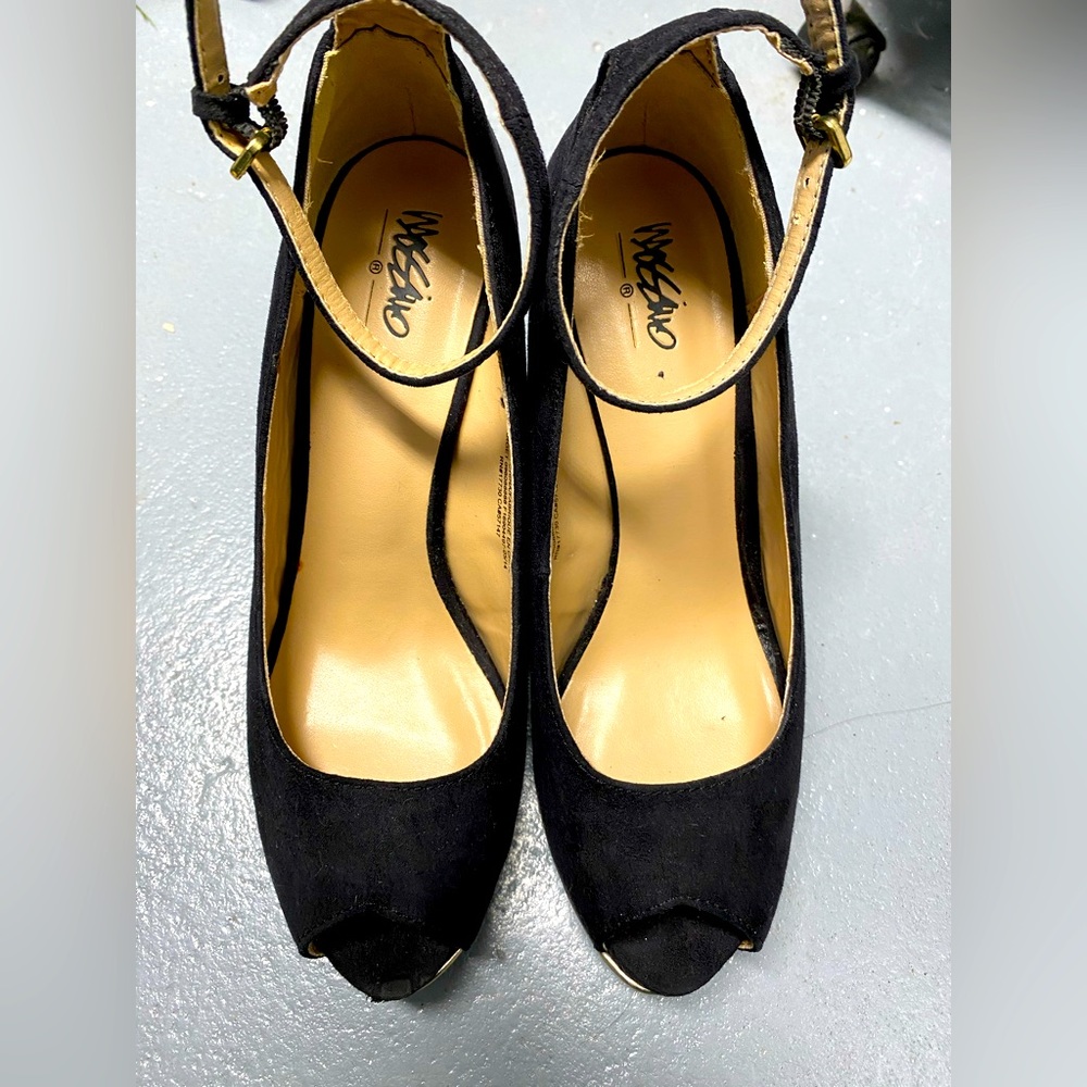 Black Wedge with Ankle Strap size 7